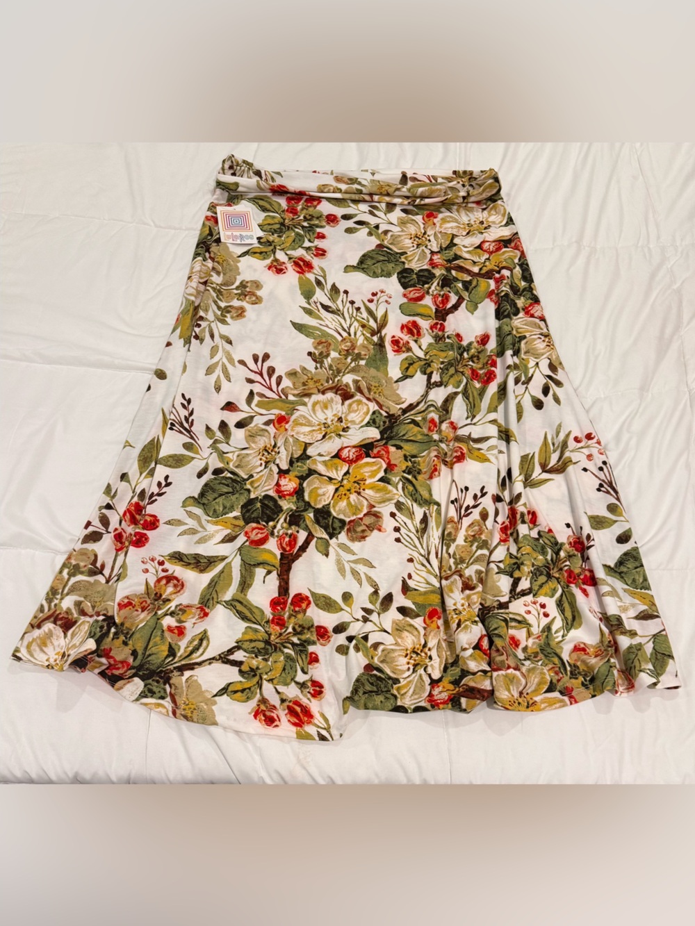 LuLaRoe 3XL Magnolia Green Floral Maxi Skirt Plus Size NWT